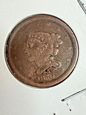 1850 - Braided Hair Half Cent -Key Date - Low mintage 39.8 K   Very Rare Coin