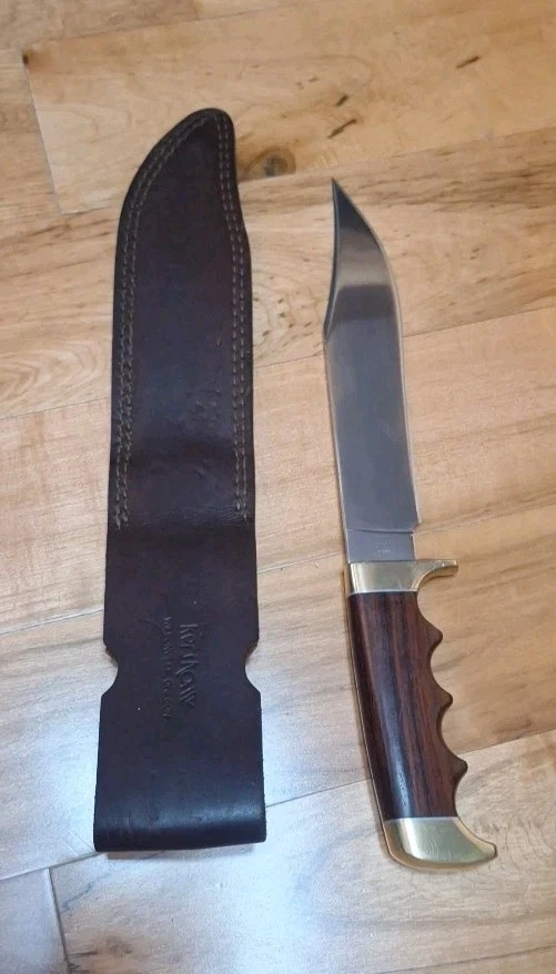 CUCHILLO BOWIE KERSHAW MODELO 2701 12" MANGO RANURADO MADERA RARO COMO NUEVO Foto 2 de 4