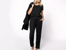 Cuddl Duds Reg Seriously Soft Sweater Knit 3 Pc Lounge Set A606191 Black Large