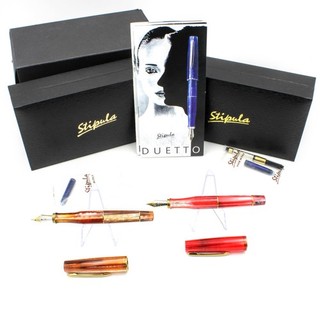 Stipula Duetto 18k pennino resina 5 5 pollici pennino lotto di 2 penne stilografiche con scatole #X1126 1