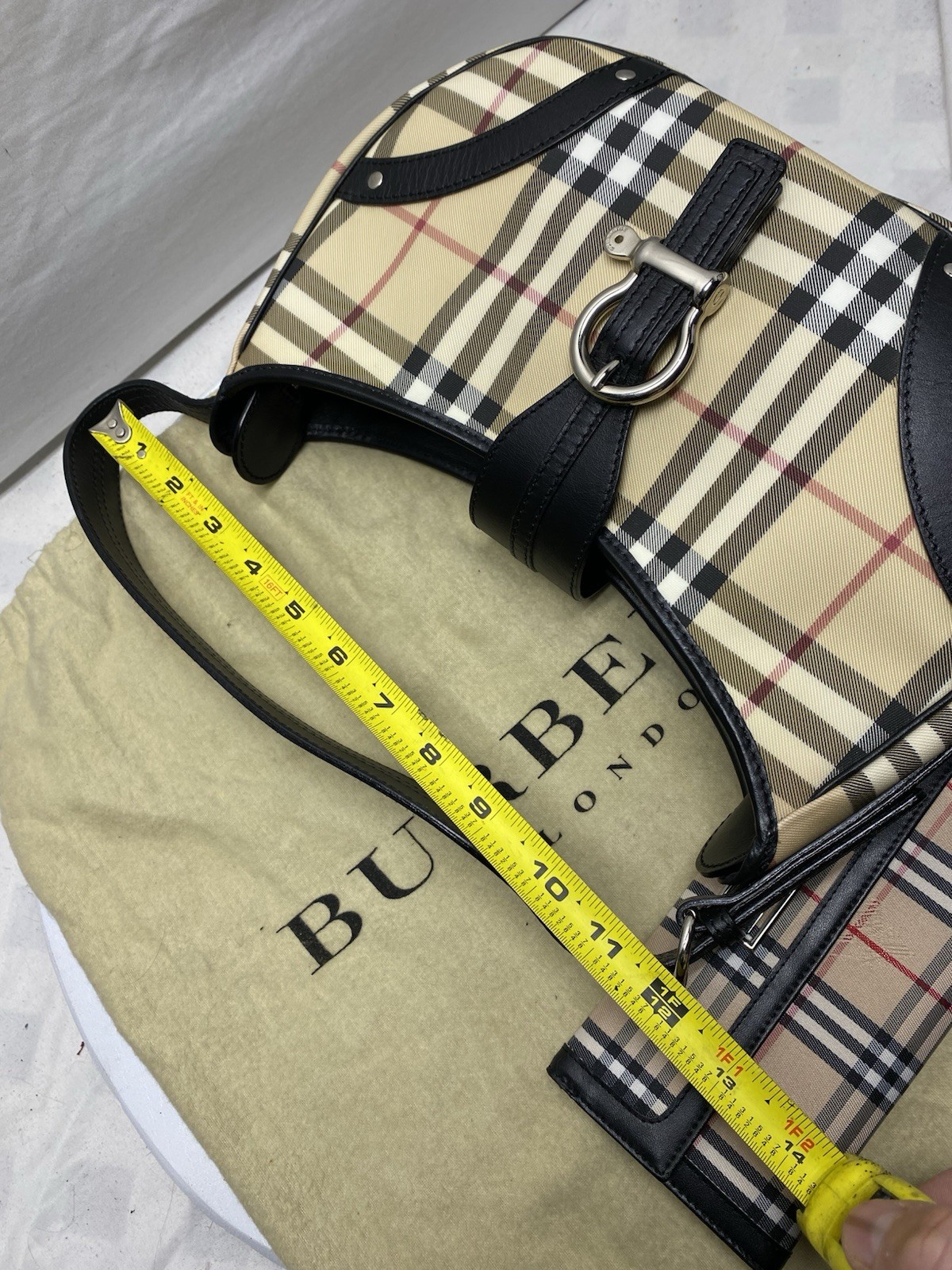 Burberry Check Buckle Mini Shoulder Hobo Bag w/ Nova Check Wallet Vintage 2000s image 9
