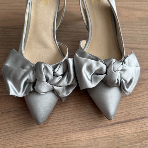 Anthropologie Seychelles Light Blue Neve Heels Size 9.5 Satin Bow Bridal - Picture 4 of 12