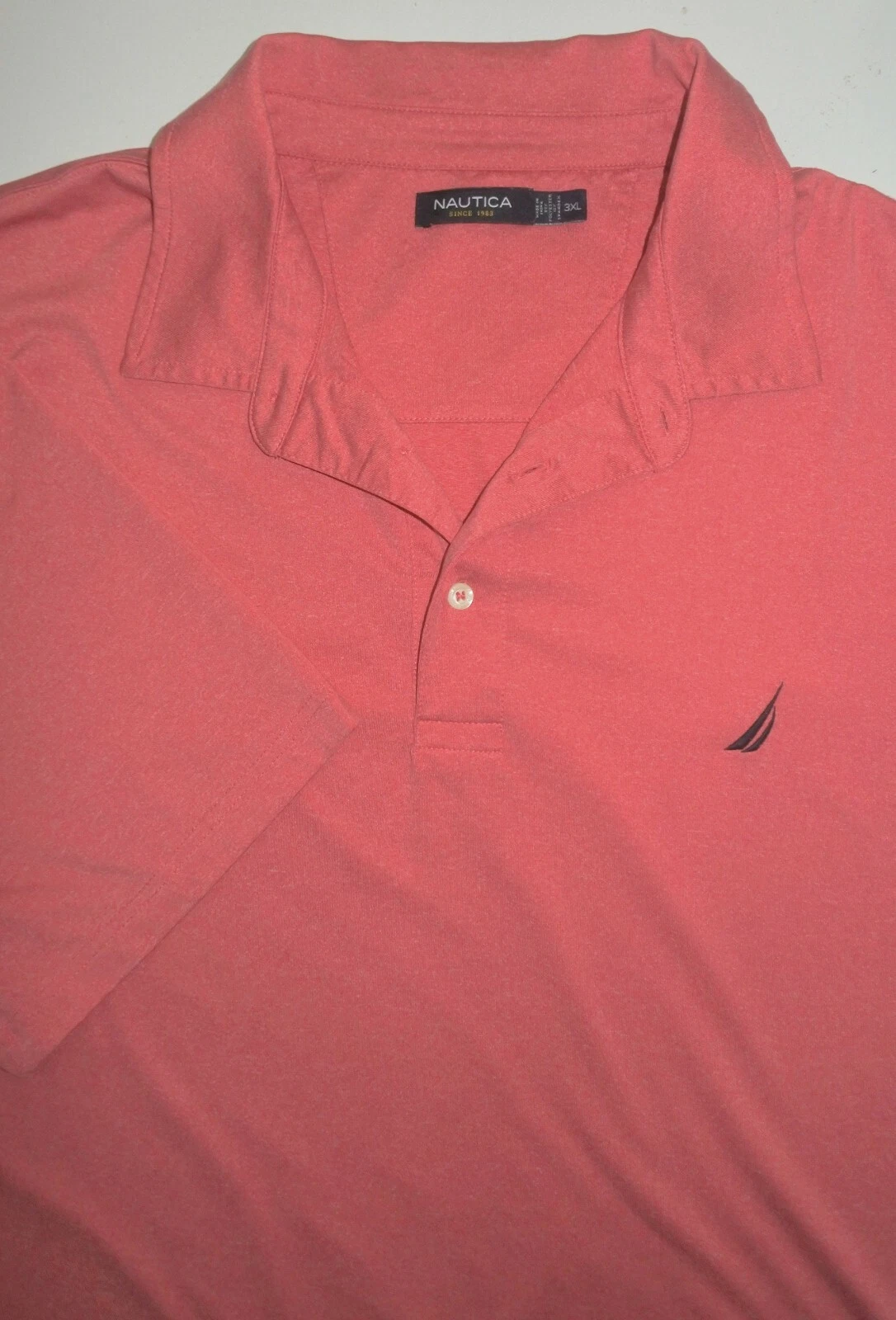 Mens 3XL Nautica SS Polo Shirt Pink Polyester Spandex Stretchy