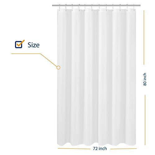 Extra Long Shower Curtain Liner Fabric 72 x 80 inches, Hotel Quality