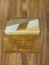 vintage alligator and suede clutch
