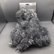 Winter Wonder Lane 15ft Silver Tinsel Garland Christmas Decorations Tree Room