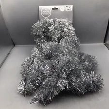 Winter Wonder Lane 15ft Silver Tinsel Garland Christmas Decorations Tree Room