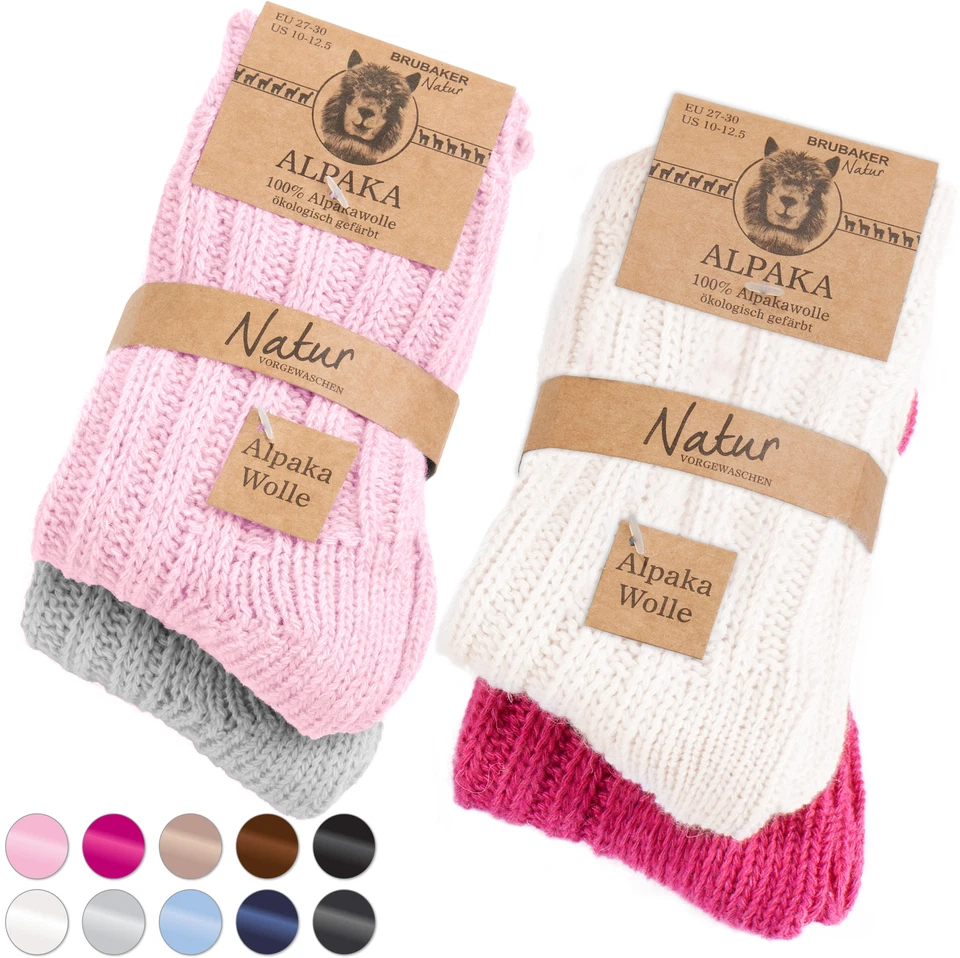 BRUBAKER 4 pares de calcetines de alpaca para niños 100 % lana de alpaca para niños y niñas Foto 3 de 4