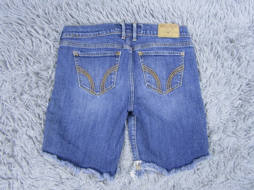 Hollister Shorts Damen 5 Stretch DIY Denim Jeans abgeschnittene Bündchen Jorts Sommer - Bild 2 von 8