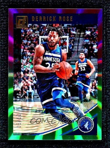 2018 Panini Donruss Basketball Holo Purple and Green Laser Derrick Rose #125
