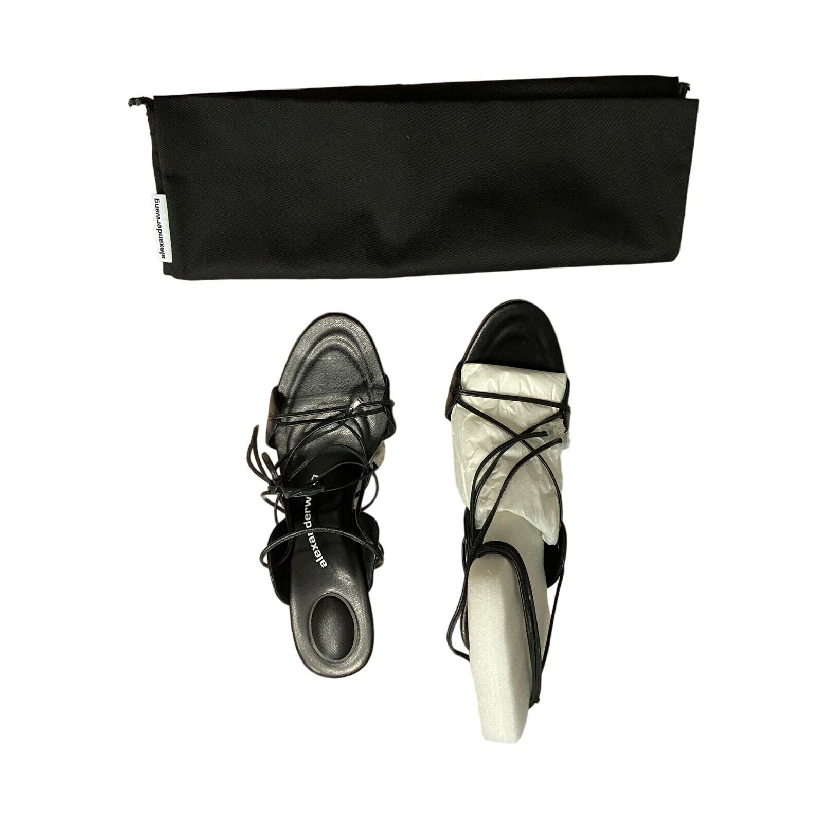 Alexander Wang Lucienne 105 sandalo con tacco avvolgente in pelle nero taglia 10 40