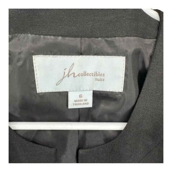 Ternos colecionáveis JH 6 blazer preto forrado mistura de linho escritório carreira dinheiro antigo - Imagem 3 de 4