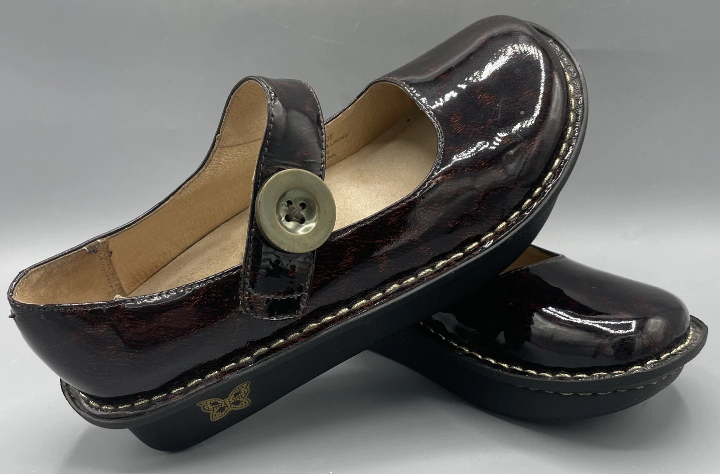 Alegria Mary Jane Shoes PG Lite PAL 407 Comfort Walk 35 Brown Patent Excellent