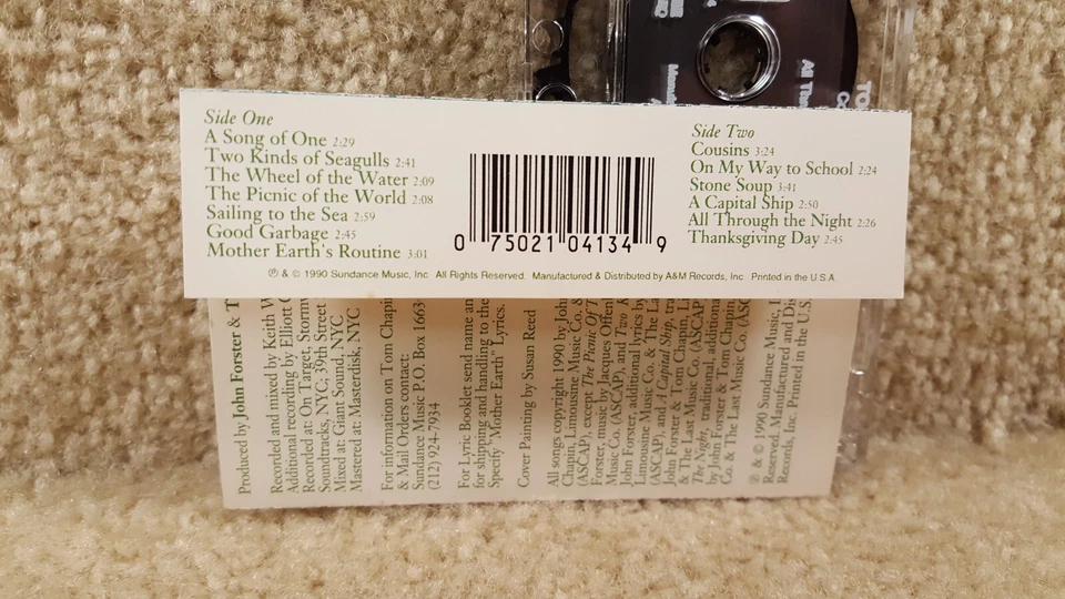 Tom Chapin Mother Earth Cassette Tape A&M Records Vintage 1990 Foto 3 de 4