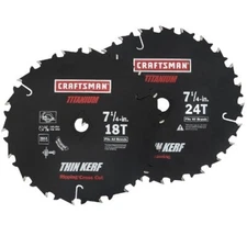 Craftsman 7-1/4 Inch Titanium Carbide-Tipped Circular Saw Blade, 2-Pk.