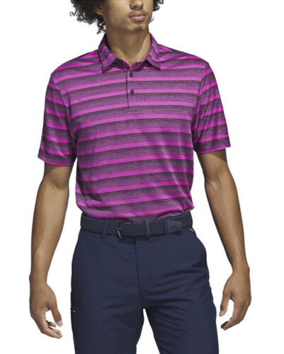 Herren Shirts & Tops Adidas Golf zweifarbig gestreift Polo - schwarz Fuchsia - Medium - Bild 1 von 3