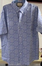 gucci shirt men xl light blue color new with tag