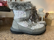 Bearpaw youth winter boots leather faux fur upper size 4