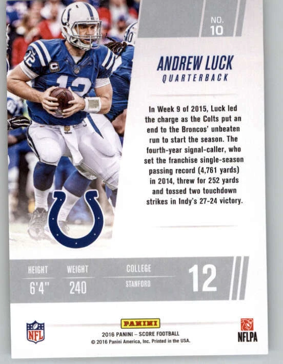 2016 Score Franchise Gold #10 Andrew Luck (ref 149880) - Image 2 of 2