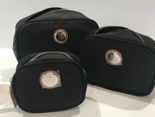 Joy Mangano Joy Travel Ease Tuff Tech Set of 3 Black Nesting Travel Pouches