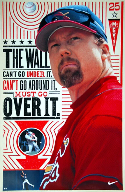 SPORTS POSTER WAREHOUSE Mark McGwire THE WALL (2000) St. Louis Cardinals Vintage 23x35 NIKE POSTER