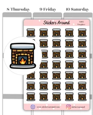Fireplace Icon Planner Sticker, Calendar & Bullet Journal Stickers