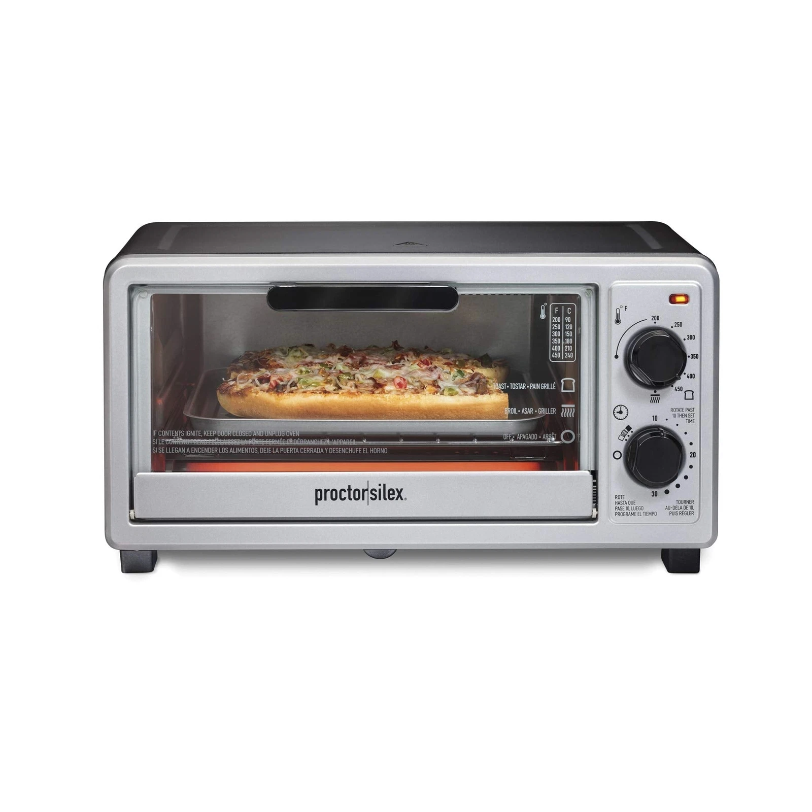 Proctor Silex 4 Slice Countertop Toaster Oven, Multi-Function with Bake, Toast a