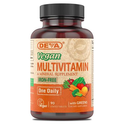 DEVA Vegan Multivitamins 90 Count Daily Nutritional Supplement Green Superfoods