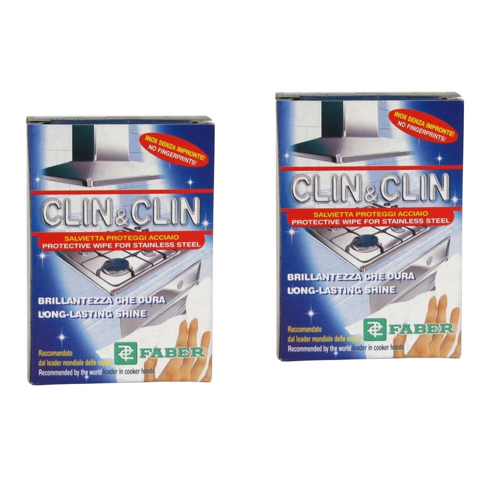 CLIN CLIN FABER SALVIETTE PULIZIA ACCIAIO inox 2 PACCHETTI ACCFAB-CLIN