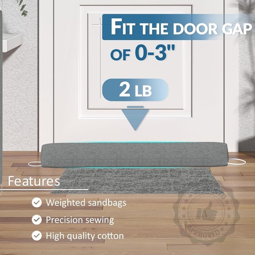 Door Draft Stopper,35.4" Weighted Under Door Draft Blocker - Picture 3 of 7