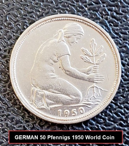 Moneda Mundial Alemana 50 Pfennigs KM#109.1 (1) 1950 'F'; (1) 1971 'F' *Precio por EA - Imagen 2 de 12