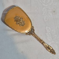 Vintage Globe Gold Finish Metal Handle Hair Brush 10" Nice