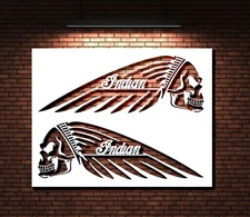 Stencil Indian Motorcycles Skull - Mylar, Crafts, Home Decor - StencilAir