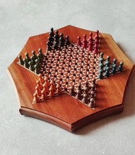 JEU DE DAMES CHINOISES - PLATEAU OCTOGONALE EN BOIS - COMPLET