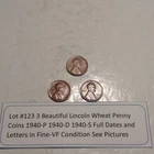 Lot #123 3 Beautiful Lincoln Wheats 1940-P 1940-D 1940-S Fine-VF See Pictures