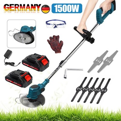 Akku-Rasentrimmer Freischneider Elektro Trimmer Motorsense mit 2Akku + Ladegerät