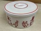 Hazel Atlas Milk Glass Red Dutch Kids Grease with Lid Vintage