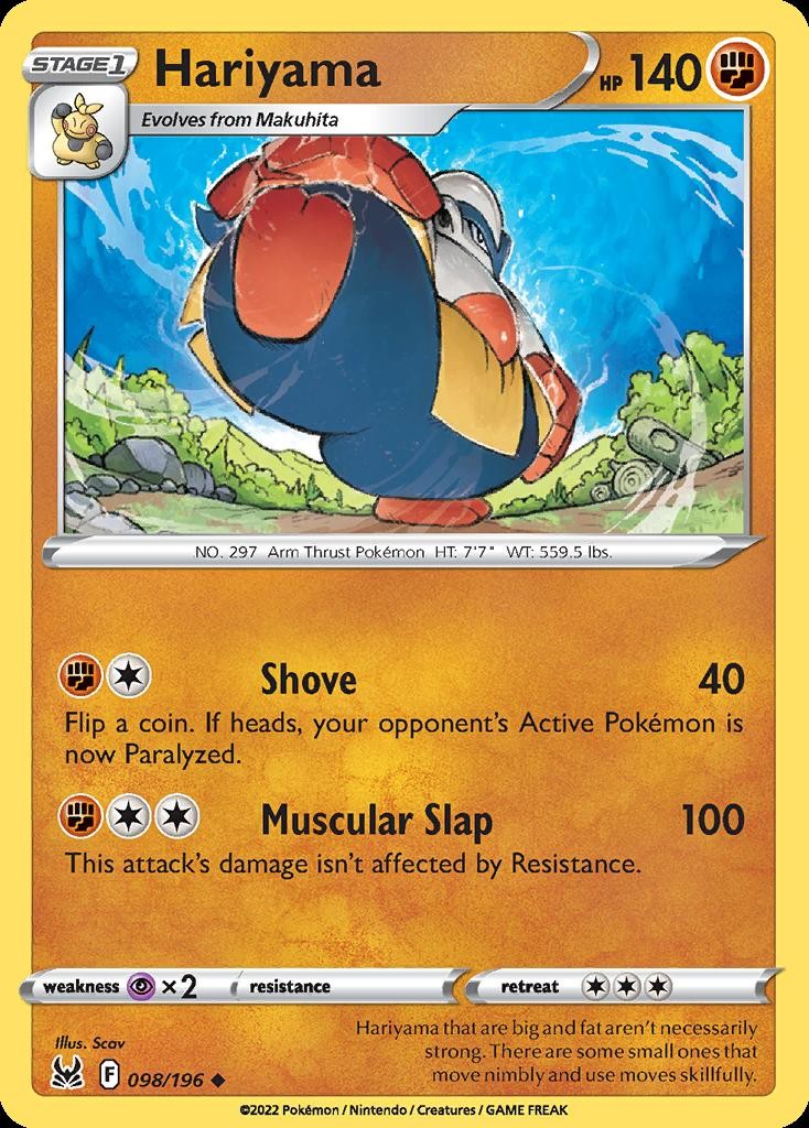 Pokemon Hariyama (98/258) Lost Origin LP REVERSE HOLO