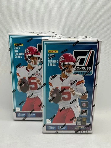 (2) 2025 Panini Donruss Football Factory Sealed Hobby Box Lot Auto Mem RC Insert