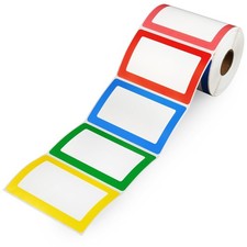 500pcs Name Tag Stickers, 3.5" x 2.25", 5 Colors, Plain Labels, Adhesive Tags...