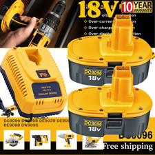 2Pack 18 Volt XRP Battery/ Charger for DeWalt DC9096-2 DC9098 DC9099 DW9096