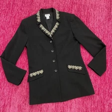 Betu Embroidered Jacket Blazer Black Size 4