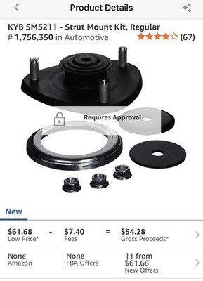 KYB Suspension Mount Strut Kit Automotive Replacement Part SM5211 For Honda