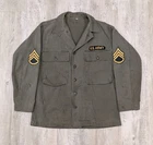 Vintage 1940s Military HBT Jacket Shirt WWII 13 Star Size 36R Staff Sergeant