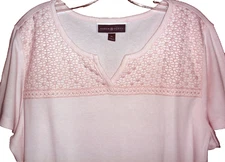 NWOT 💥 KAREN SCOTT 💥 Short Sleeve Lace Yoke Top Stretch XL