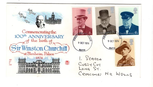 1974 WINSTON CHURCHILL - BATH CDS STUART FDC FROM COLLECTION O19