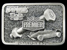 SK01136 VINTAGE 1986  PREMIER INDUSTRIAL CORP.  25 YEARS AT INDY RACING BUCKLE