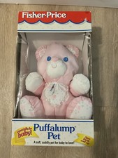 RARE NEW Vintage 1994 Fisher Price Puffalump Pet Pink BEAR w/Rattle NEW BOX