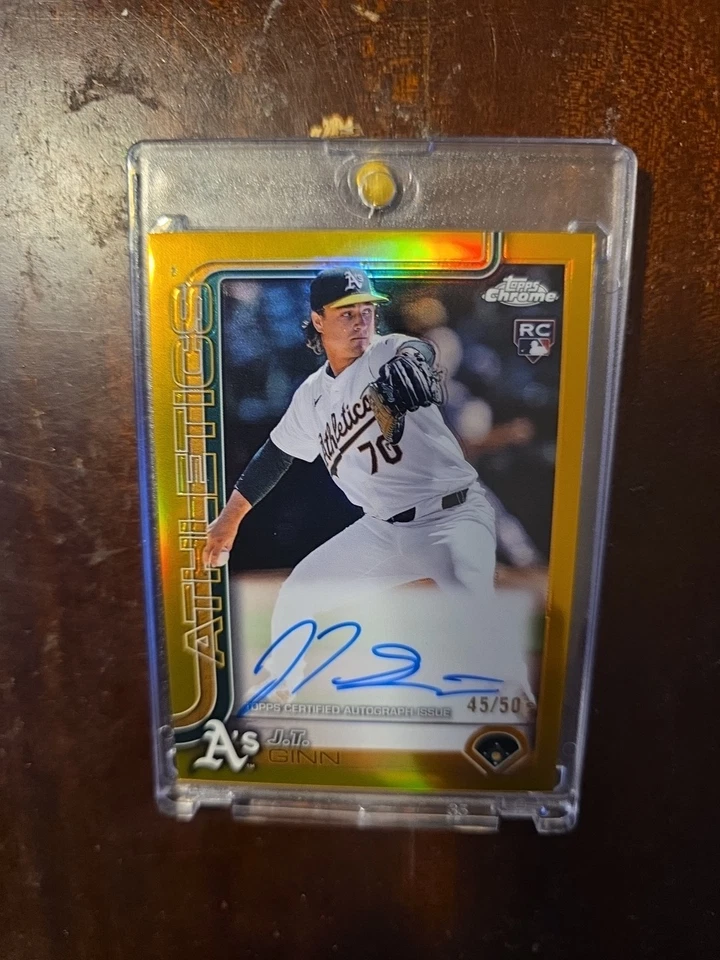 JT Ginn (RC) /50 Auto Gold SSP Athletics (P) 2025 Topps Chrome Rookie A's ** - Image 3 of 4