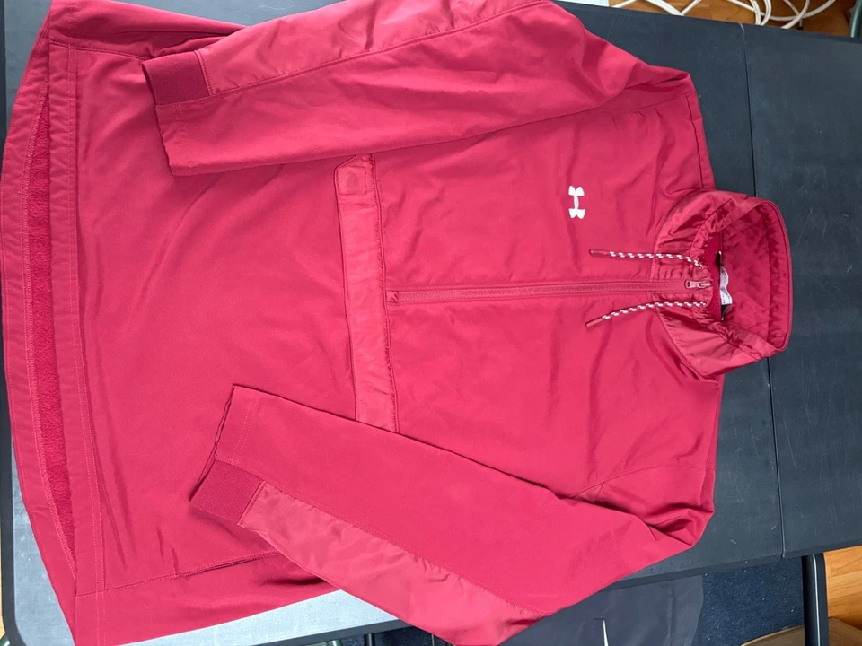 Under Armour Windbreaker Lined Jacket. XL. Front Pocket. Cranberry Red. - Image 4 of 4